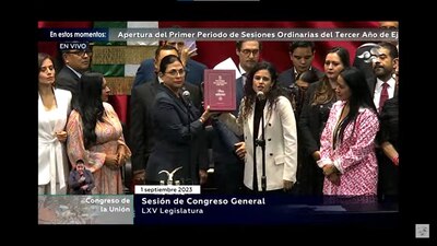 La secretaria entregó el documento ante el Congreso