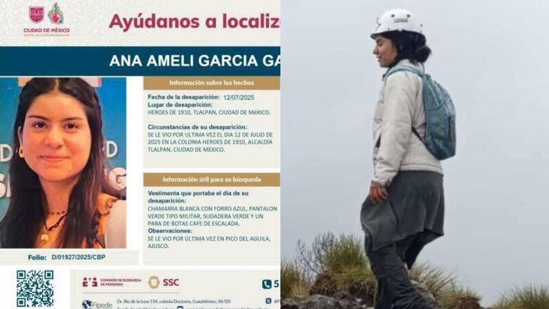 ¿Dónde está Ana Amelí? Buscan a estudiante de la UNAM que desapareció en el Ajusco