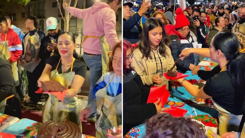 Sandra Cuevas reparte pastel y leche a peregrinos por Día de la Virgen de Guadalupe