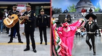 CDMX da bienvenida con mariachi y danzas tradicionales a turistas en el AICM rumbo al Mundial