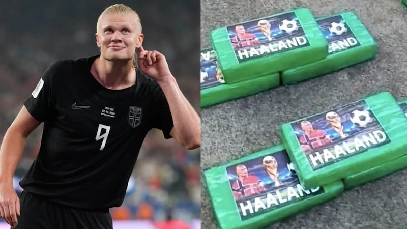 Aseguran 369 kilos de cocaína en paquetes con la imagen del delantero Earling Haaland