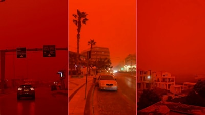 Cielo en Grecia se tiñe de naranja y rojo e imágenes recorren el mundo.