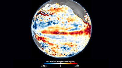 El Mapa muestra las anomalías en la altura de la superficie del mar
