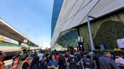 Simulacro en Parque Toreo, en el municipio de Naucalpan