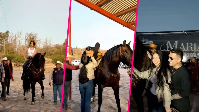 VIDEO: ¿Amor indomable? Ángela Aguilar le regala a Christian Nodal su primer caballo