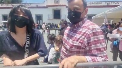 En el centro de votación instalado en la plaza principal  en Puebla
