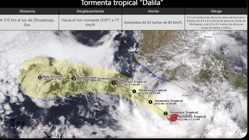 Conoce la trayectoria que tendrá la Tormenta Tropical ‘Dalila’