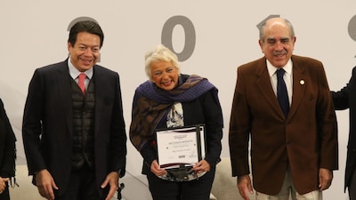 Mario Delgado, Olga Sánchez y Pablo Gómez