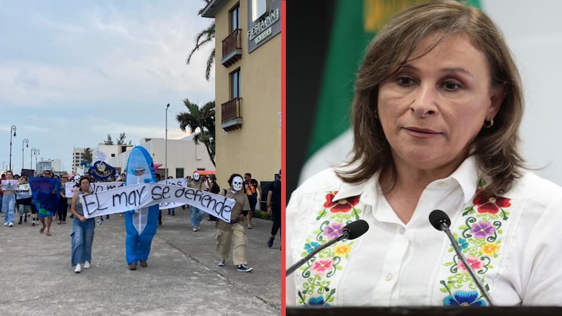 Nahle acusa campaña de desprestigio, ante protestas por el derrame de hidrocarburo en Veracruz