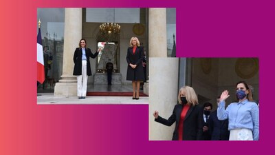 Beatriz Gutiérrez Müller y Brigitte Macron, esposa del mandatario francés Emmanuel Macron.
