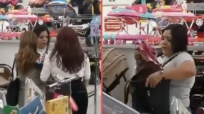 La mujer, al ser descubierta, arroja los artículos al piso y sale molesta