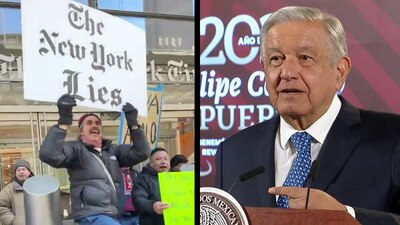 Recientemente, mexicanos se manifestaron a las afueras de The New York Times, en EU