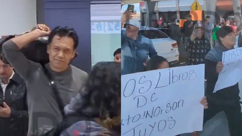 “Los libros no son tuyos”: manifestantes reciben a Marx Arriaga en Ciudad Juárez