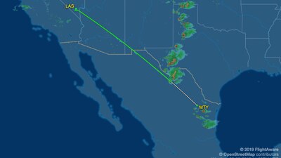 Esta fue la ruta que debió seguir la aeronave que partió de Las Vegas y se perdió al noreste de México