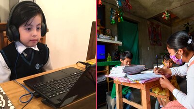 Mientras que algunos niños tienen acceso a clases virtuales, algunos otros no tienen internet