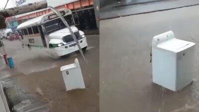 La lavadora inesperadamente fue arrastrada por la corriente