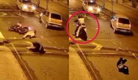 VIDEO: Exhiben a motociclista que, tras choque, prefiere revisar su moto que ayudar a su novia herida