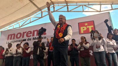 AMLO durante un encuentro con sus simpatizantes en Teopisco, Chiapas, el pasado 24 de enero