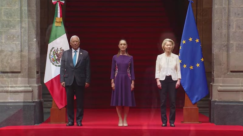 Sheinbaum recibe en Palacio Nacional a la delegación de la Unión Europea