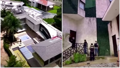 La casa cuenta con un bar, un salón con boliche, obras de arte y algunos autos de lujo