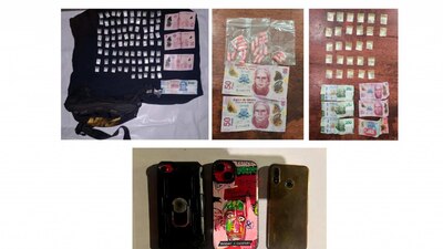 Entre lo encautado hay 112 bolsas resellables de plástico transparente con una sustancia blanca