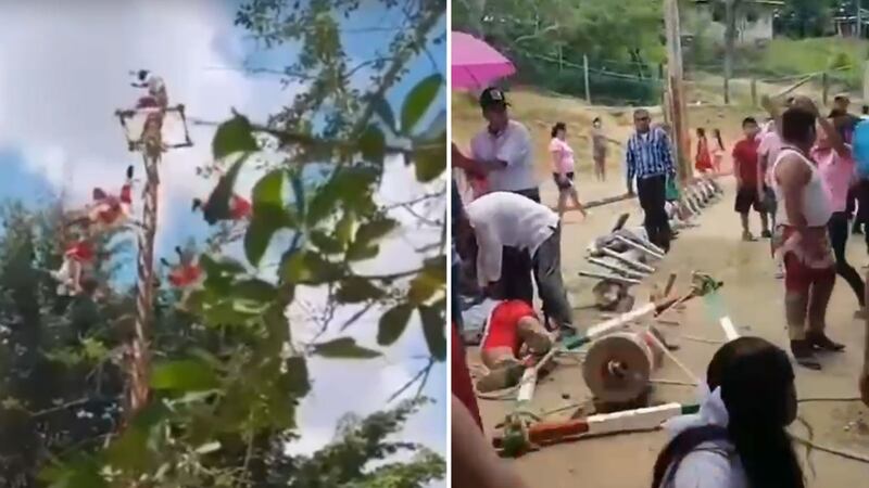 Caen voladores de Papantla durante demostración en Veracruz; hay 5 heridos