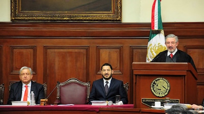 Andrés Manuel López Obrador, Martí Batres y Luis María Aguilar