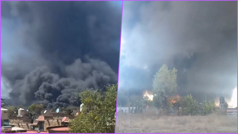 VIDEO: Se reporta gran incendio en Huehuetoca presuntamente provocado por quema de llantas