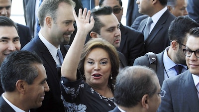 La exlideresa en enero de 2013 cuando asistió al segundo informe de Moreno Valle