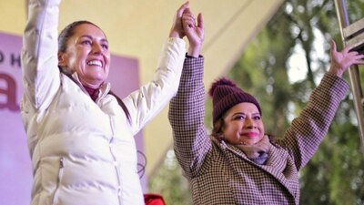 Claudia y Clara se reunieron para un mítin en la CDMX