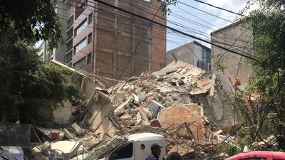 Un edificio en la colonia Roma que resultó afectado por el sismo del 19 de septiembre de 2017