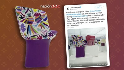 Louis Vuitton oferta la silla en 430 mil pesos, aproximadamente... ¿y los artesanos?
