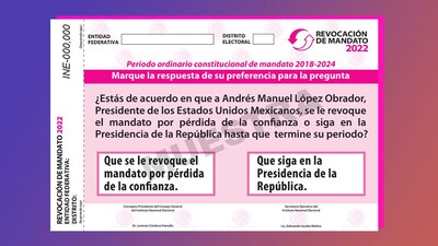 La boleta será de color rosa con las marcas de agua que certifican su legalidad, además de que contará con dos opciones de respuesta