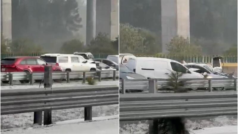 Lluvia y granizo provocan choque en el que se involucraron al menos 20 autos en la México-Toluca