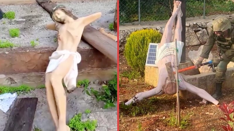 Soldado israelí golpea con un mazo una figura de Jesucristo y desata furia de conservadores y judíos