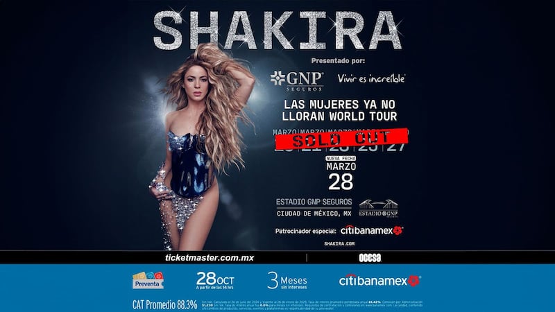 ¡Una más! Shakira confirma su sexta fecha en el estadio GNP, de la CDMX