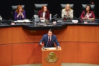 Comparece Mario Delgado ante el Senado; promete erradicar el analfabetismo en 2026