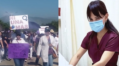 Alrededor de 50 personas del gremio médico salieron a manifestarse