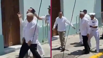 En su visita a Veracruz, fue recibido con protestas por la reforma judicial, pero sus simpatizantes lo defendieron