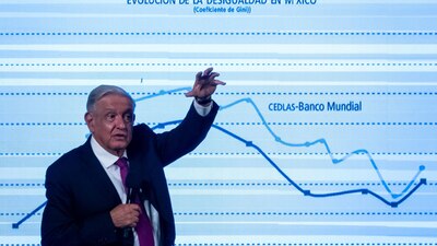 El Presidente exhibió una gráfica de la reducción de desigualdad