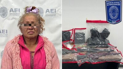 La mujer fue detenida y se le decomisaron armas largas, así como narcóticos.