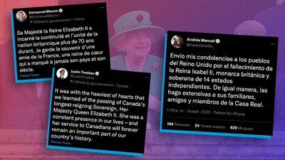 Así mostraron sus condolencias por el fallecimiento de la monarca del Reino Unido