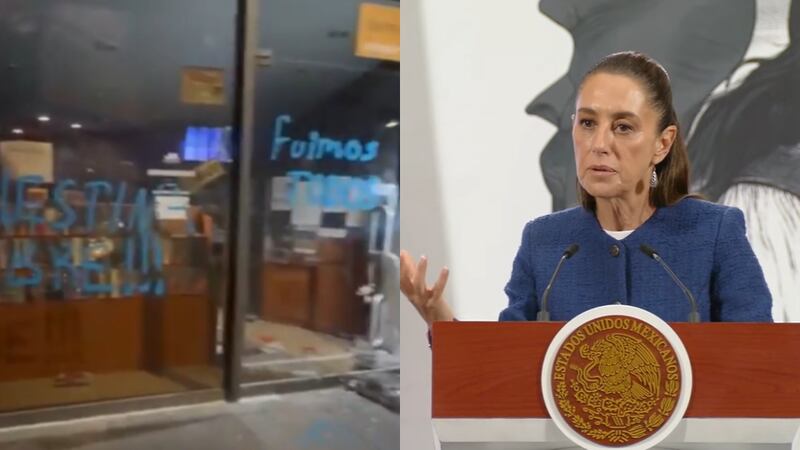 Sheinbaum condena quema de libros en la UNAM durante marcha contra la gentrificación