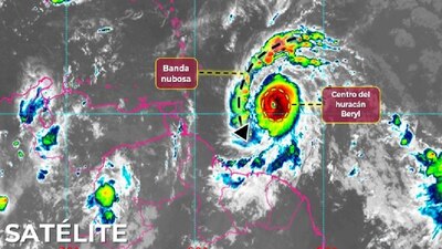 Hasta el momento, el centro de 'Beryl' se localiza a 700 km al este-sureste de Cancún
