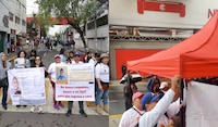 Previo al México vs. Serbia, madres buscadoras se manifiestan en el Nemesio Diez