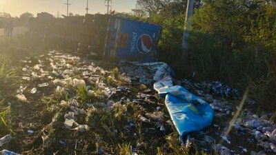La volcadura ocurrió a la altura del kilómetro 147