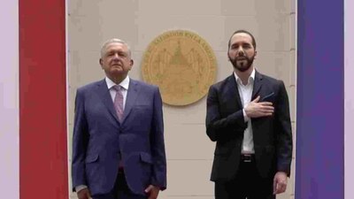 Nayib Bukele recibió a su homólogo mexicano en la Casa Presidencial