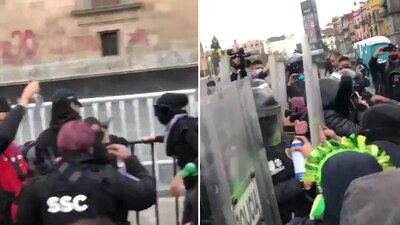 Las manifestantes fueron contenidas por elementos de la Secretaría de Seguridad Ciudadana