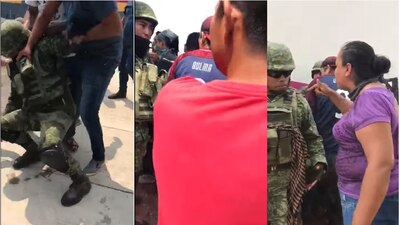 Los militares que fueron confrontados por habitantes de La Huacana, Michoacán