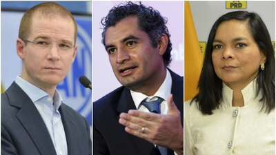 Ricardo Anaya, líder del PAN, Enrique Ochoa, líder del PRI y Beatriz Mojica, secretaria general del PRD